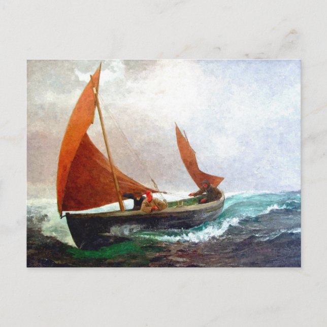 Postal El barco llega a la playa (Anverso)