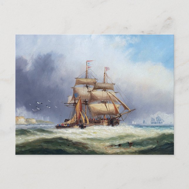 Postal El barco piloto de la Isla de Wright 1887 (Anverso)