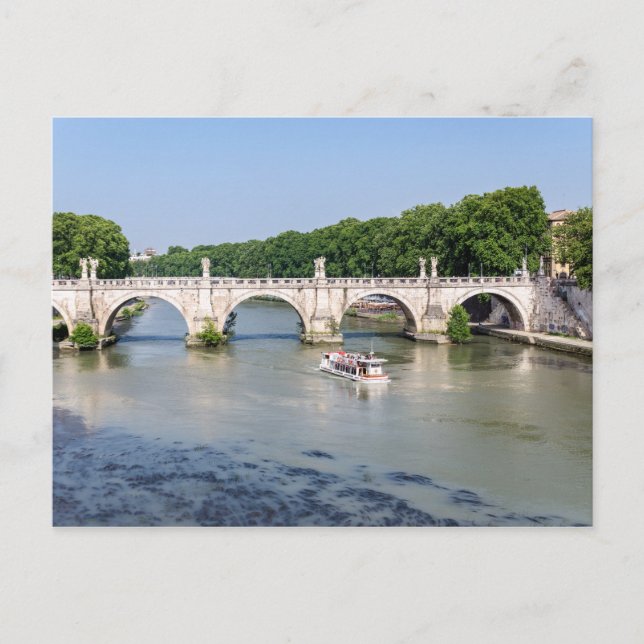 Postal El barco turístico pasa bajo el Ponte Sant'Angelo  (Anverso)