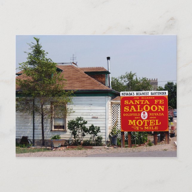 Postal "El Barman más grande de Nevada". Goldfield Nevada (Anverso)