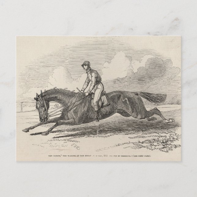 Postal El Barón, el ganador de la Gran St. Leger (Anverso)