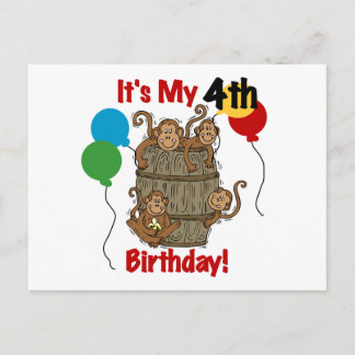 Postal El barril de monos 4º cumpleaños