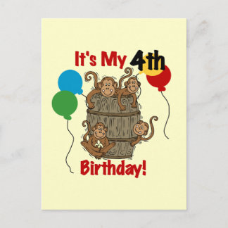 Postal El barril de monos 4º cumpleaños