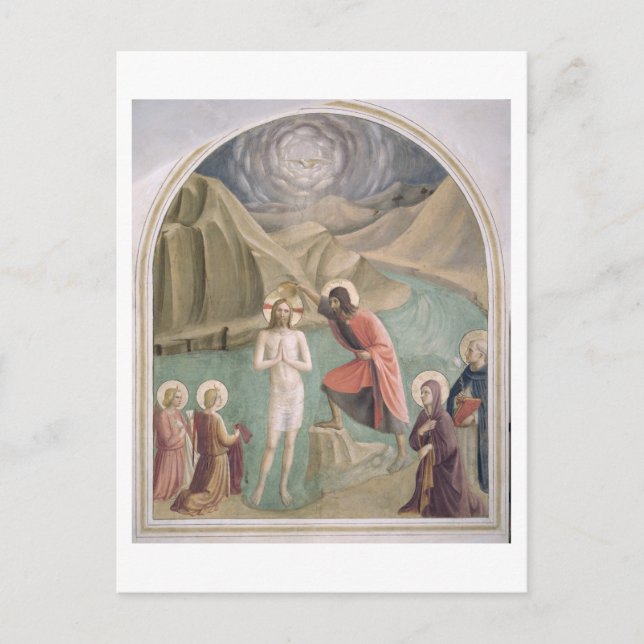 Postal El bautismo de Cristo, c.1438-45 (fresco) (Anverso)