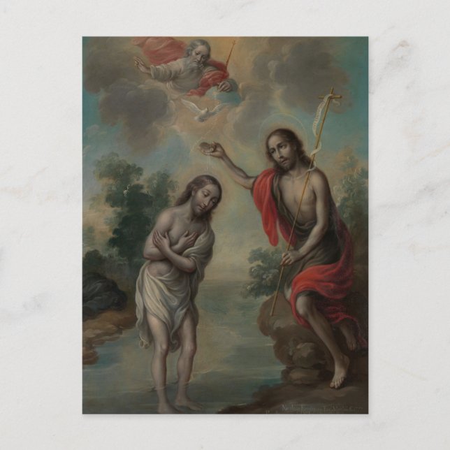 Postal El bautismo de Cristo de Nicolas Enriquez (Anverso)