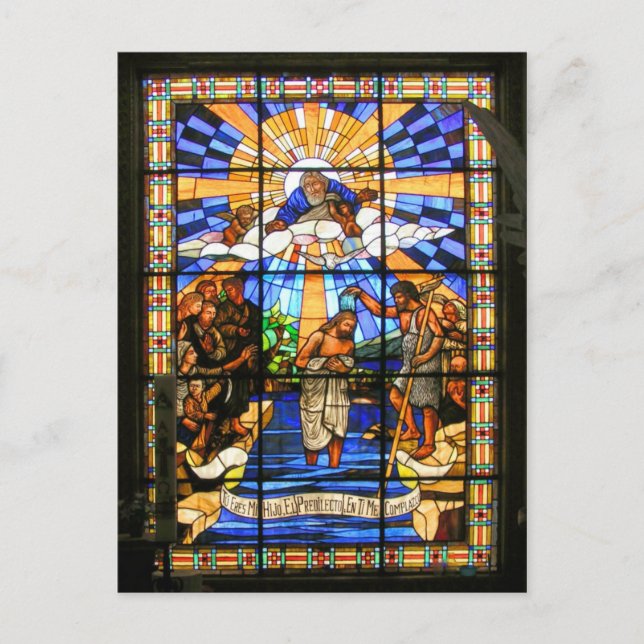 Postal El bautismo de Cristo - Vidrio Manchado - Postcard (Anverso)