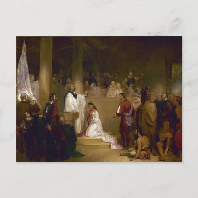 Postal El bautismo de Pocahontas por John Gadsby Chapman (Anverso)