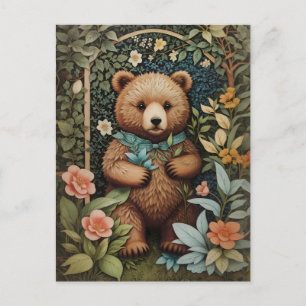 Postal El bebé lindo oso marrón William Morris inspirado