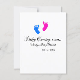 Postal El bebé se acerca pronto la ducha bebé azul rosa p