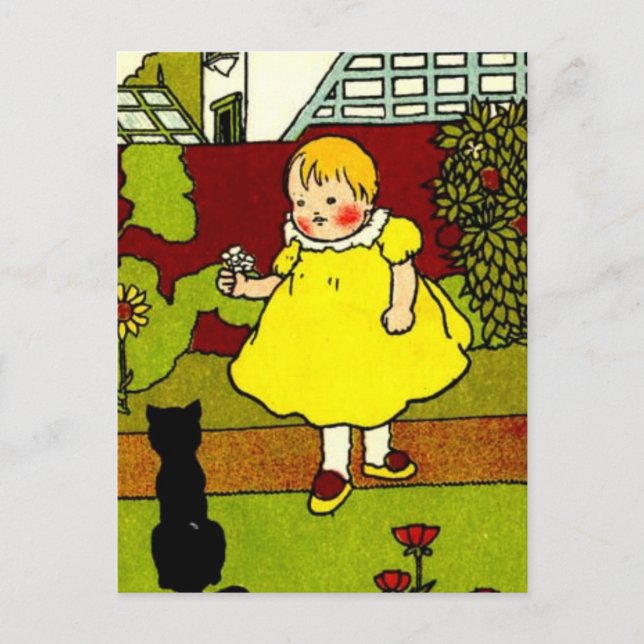 Postal El bebé y el gato negro (Anverso)