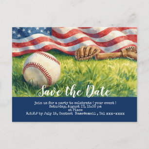 Postal El béisbol salva la fecha con la bandera de Améric