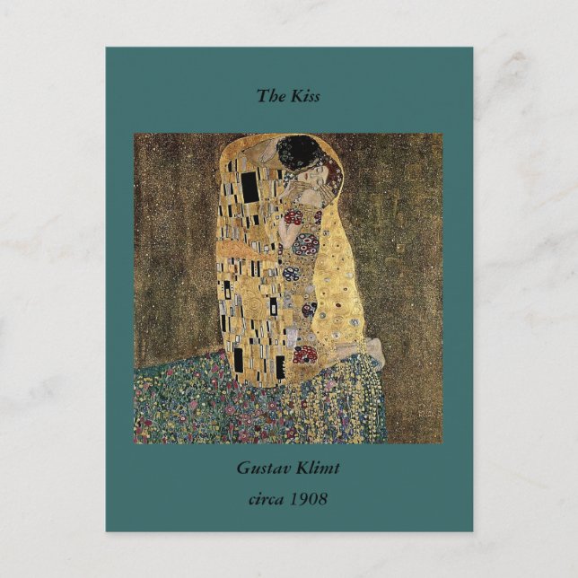 Postal El beso de Gustav Klimt (alrededor de 1908) (Anverso)