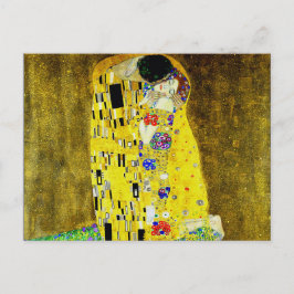 Postal El beso de Gustav Klimt, pintor simbolista, arte