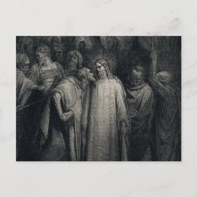 Postal El beso de Judas por Gustave Dore (Anverso)
