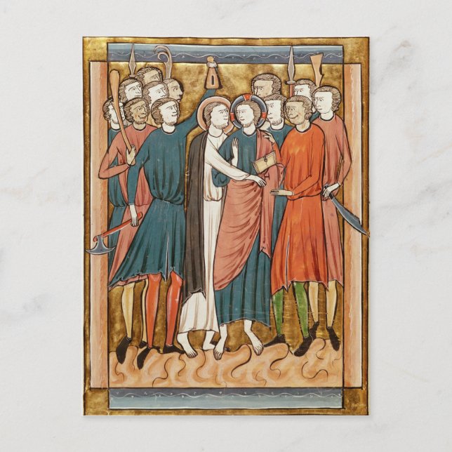 Postal El beso de Judas, 'Psautier a l'Usage de Paris' (Anverso)