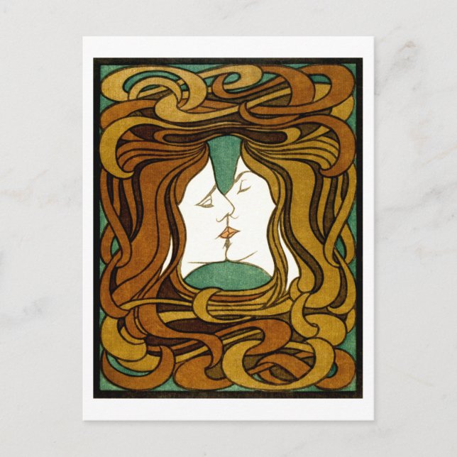 Postal El beso de Peter Behrens (Anverso)