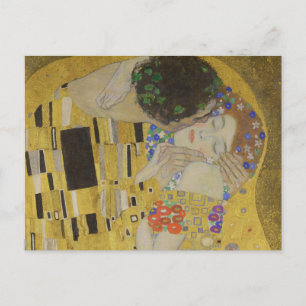 Postal El Beso, Pintura al Óleo Art Nouveau, Gustav Klimt