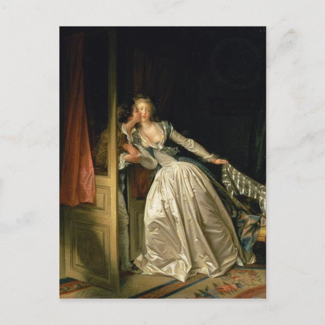 Postal El beso robado de Jean-Honoré Fragonard (Anverso)
