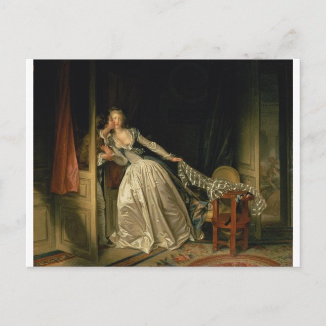 Postal El beso robado de Jean-Honore Fragonard (Anverso)