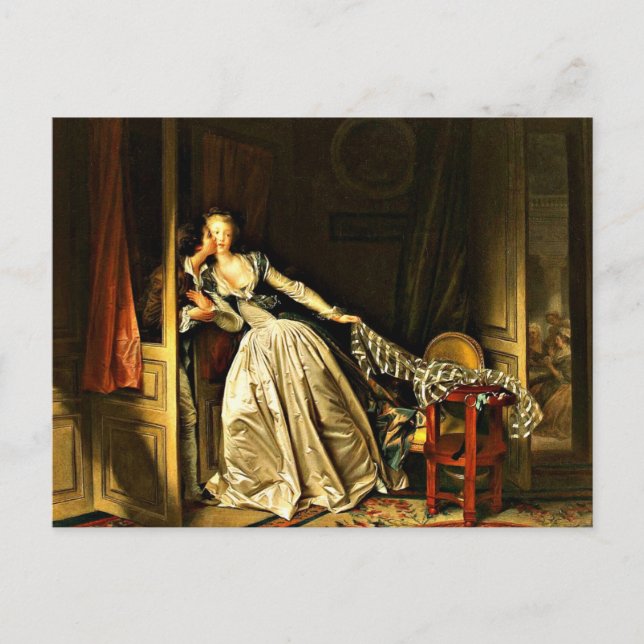 Postal El beso robado, pintura de Jean-Honore Fragonard (Anverso)