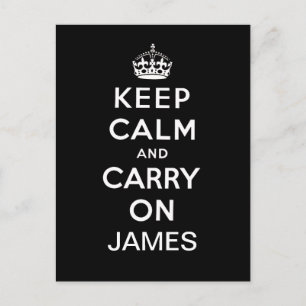 Postal El blanco negro personalizado mantiene la calma y