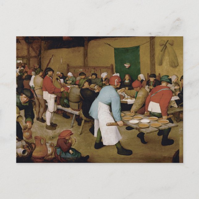 Postal El Boda campesino de Pieter Bruegel, el anciano (Anverso)