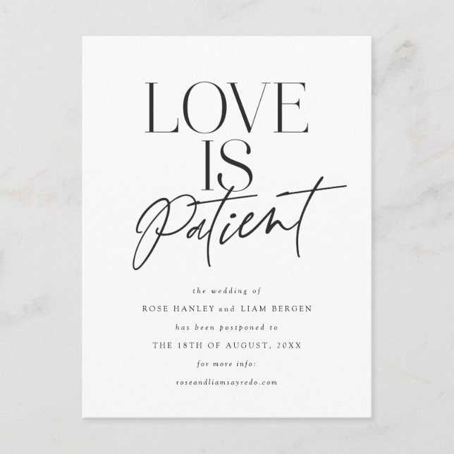 Postal El Boda de Amor Script Posponía Cambiar la Fecha (Anverso)