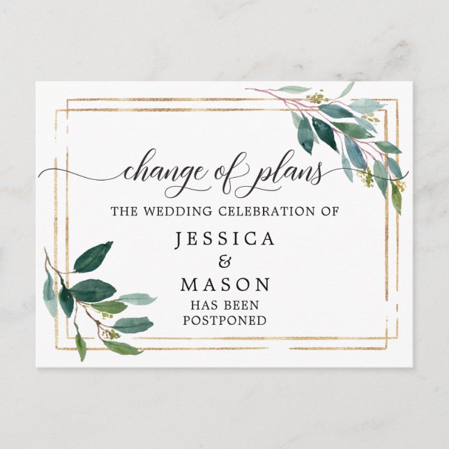 Postal El Boda De Verdor Pospuesto Cambia La Fecha (Anverso)