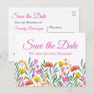 Postal El Boda Floral Boho Wildflower Floral Salva La Fec