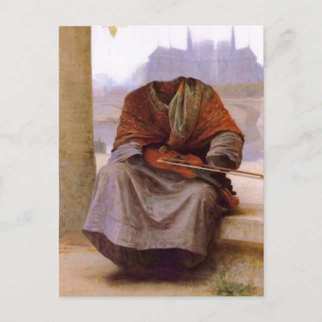 Postal El bohemio invisible de Bouguereau (Anverso)