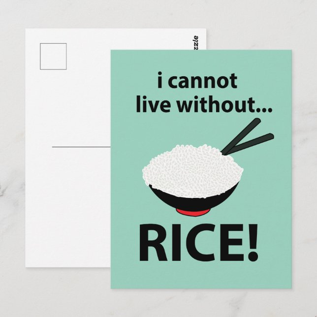 Postal El bol de arroz que no puedo vivir sin arroz (Anverso / Reverso)