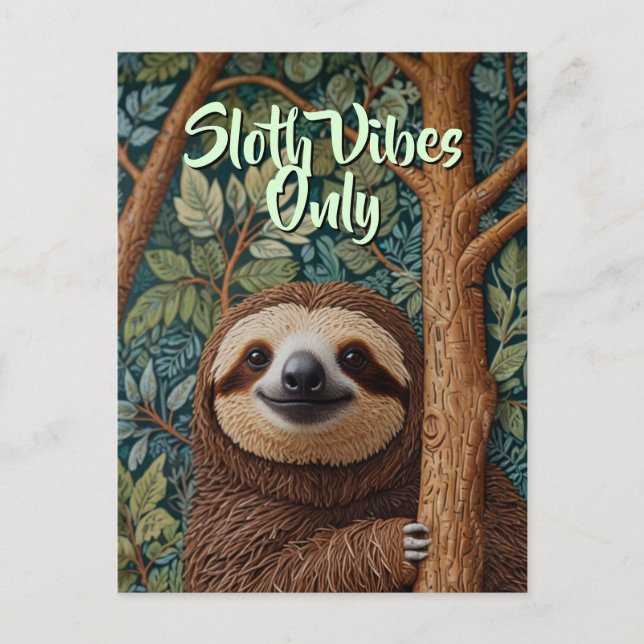 Postal El bonito retro boho Sloth Hang ahí dentro (Anverso)