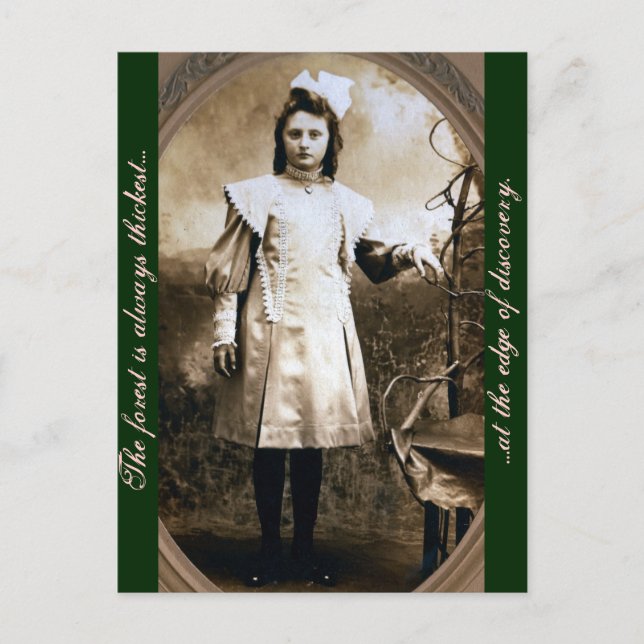 Postal El bosque es siempre más espeso al borde de... (Anverso)