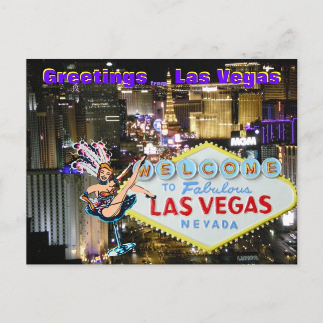Postal El Boulevard de Las Vegas y el arte de la Showgirl (Anverso)