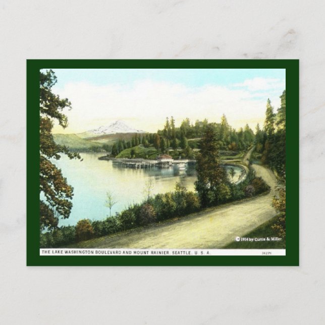Postal El Boulevard Lake Washington y el Monte Rainier, S (Anverso)