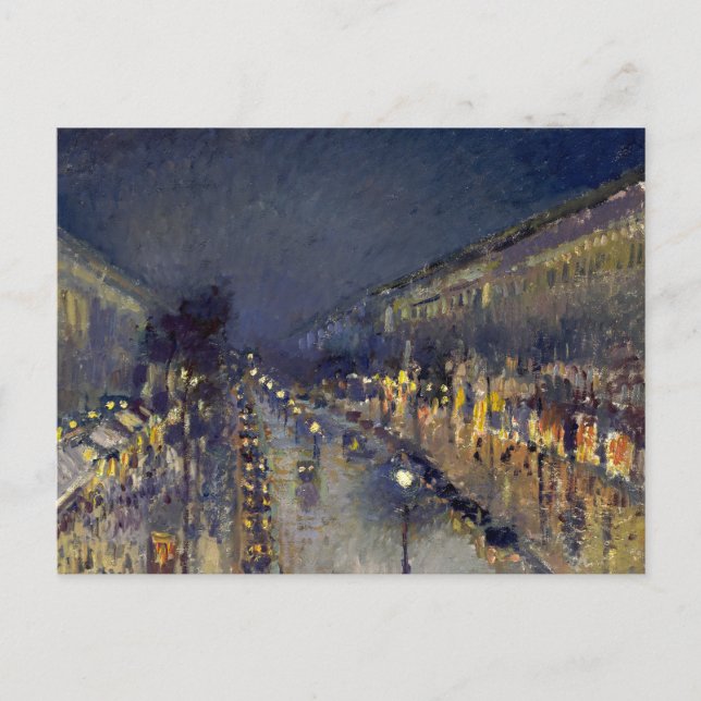 Postal El Boulevard Montmartre de noche Pissarro (Anverso)