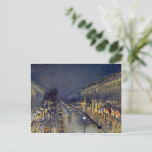Postal El Boulevard Montmartre de noche Pissarro