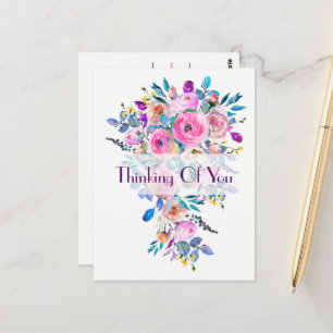 Postal El Bouquet De Flores Multicolores Pensando En Ti