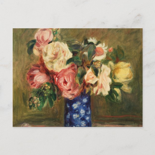 Postal El Bouquet de los Rosas Renoir Pintura de arte imp (Anverso)