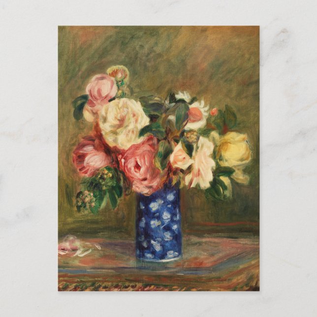 Postal El Bouquet de los Rosas Renoir Pintura de arte imp (Anverso)