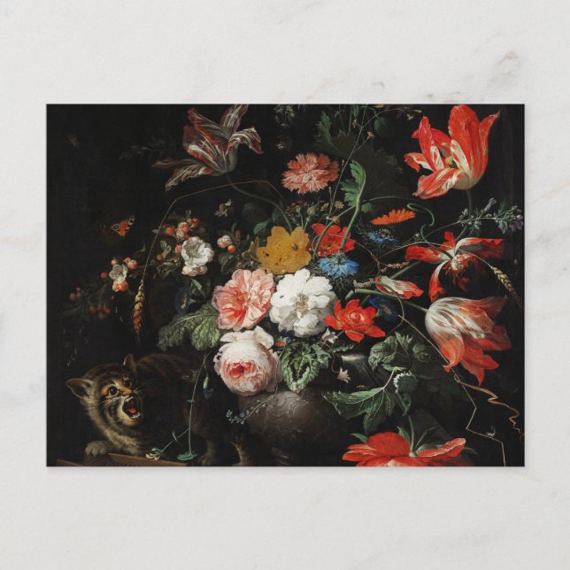 Postal El Bouquet girado de Abraham Mignon (Anverso)