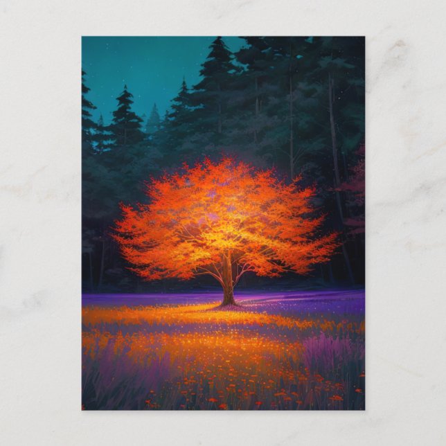 Postal El brillo trascendente del árbol de oro (Anverso)