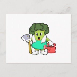 Postal El brócoli como granjero con agua