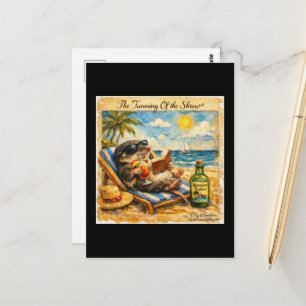 Postal El bronceado de la musaraña – Ilustración divertid