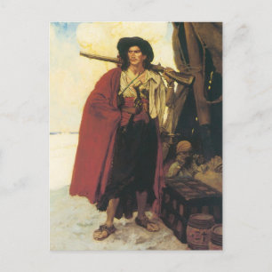 Postal El Bucanero de los Piratas Vintage fue un pintores