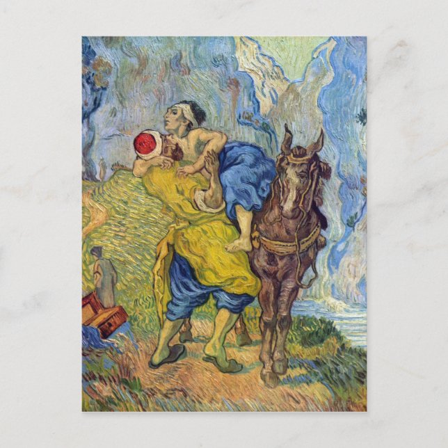 Postal El buen samaritano de Vincent Willem van Gogh (Anverso)