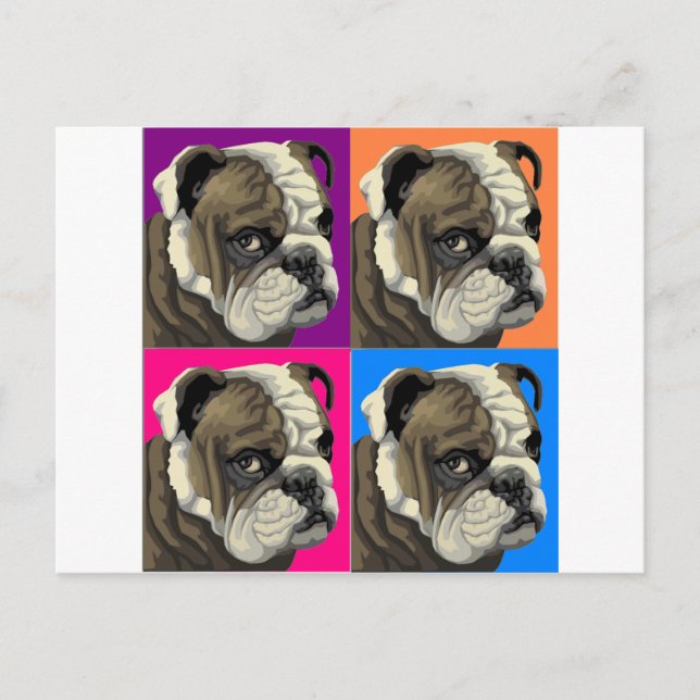 Postal El Bulldog americano hace a Pastel (Anverso)