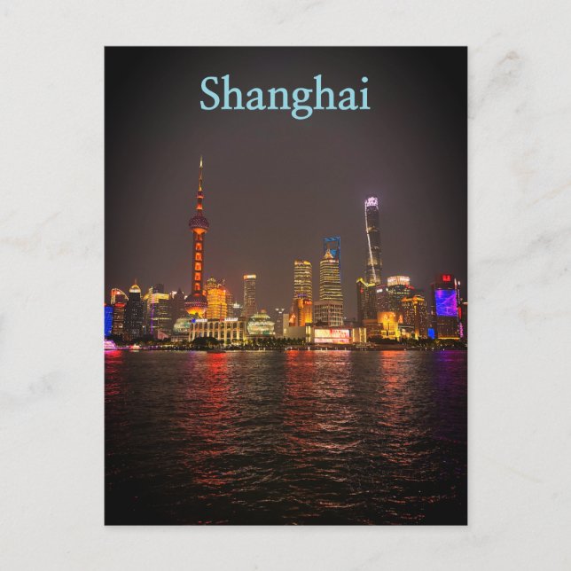 Postal El Bund, Shanghai justo después de la puesta de so (Anverso)