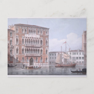 Postal El Ca' Foscari, Venecia, grabado por Brizeghel (li