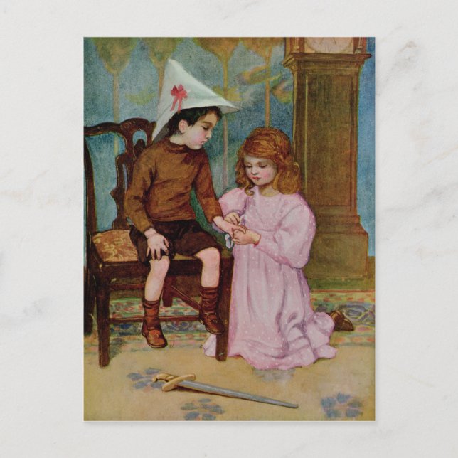 Postal El caballero herido (Anverso)